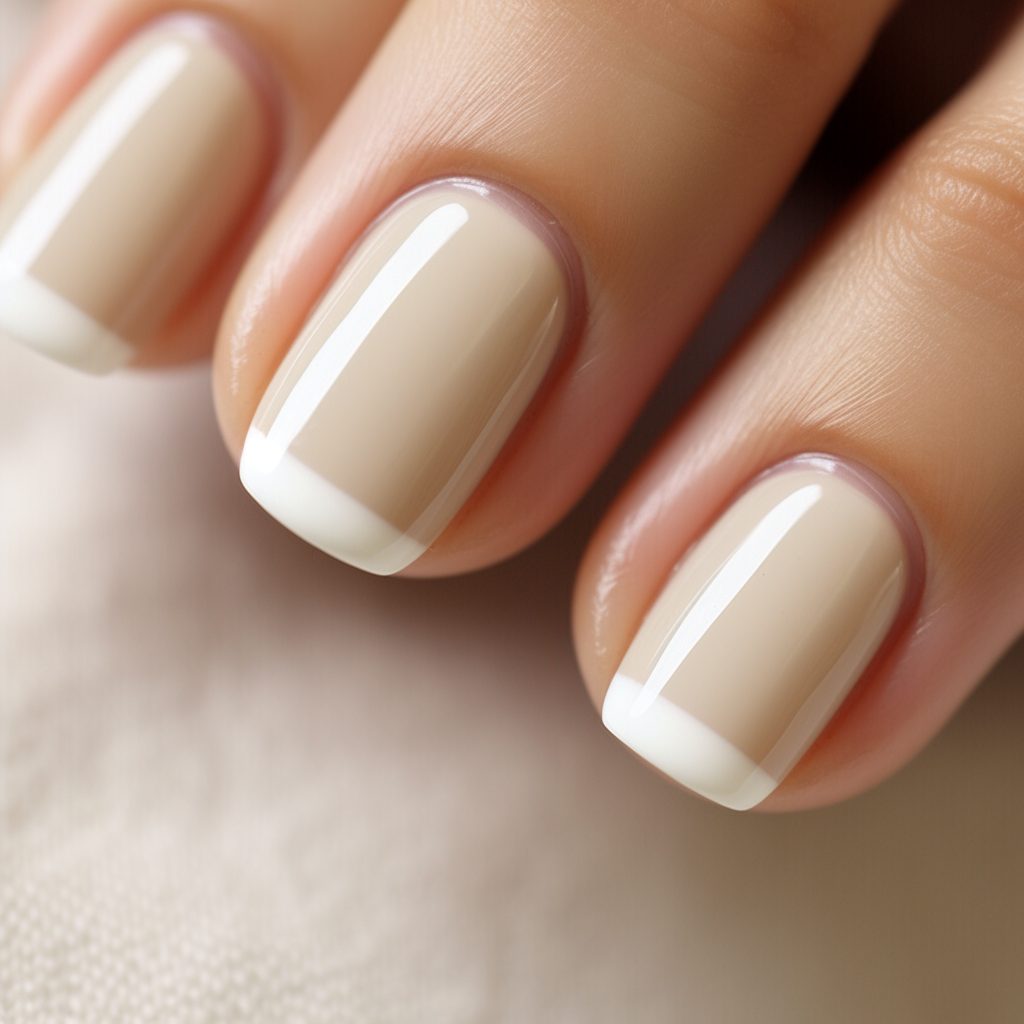 classic french manicure with a nude base color and w fbb2bc6e a40c 4ef8 9d9b 83d214aef2e9