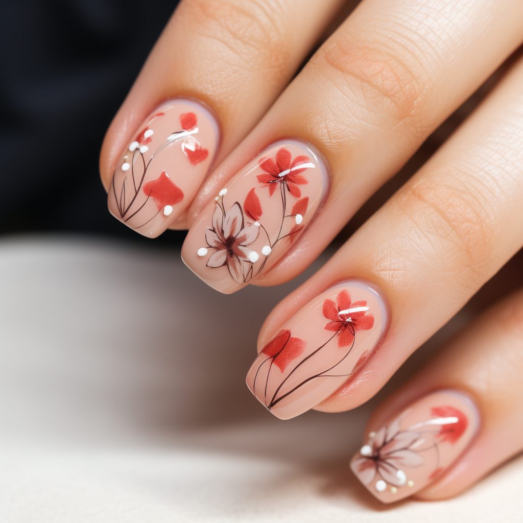 delicate floral designs on one or two nails on a nud 2e268d3b 7ecc 4251 9bd2 425a2a7167c7