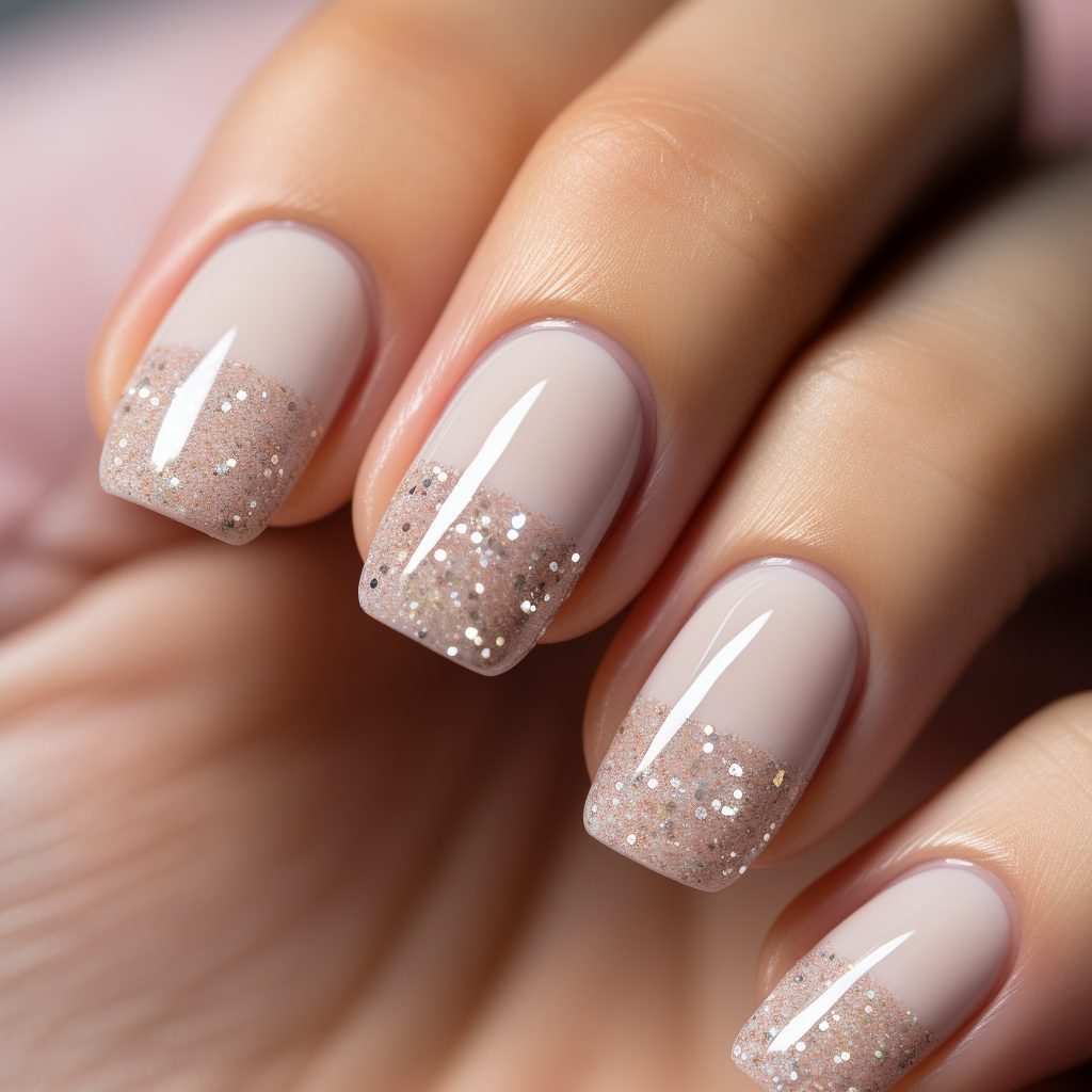 nude nails with glitter on one or two accent nails d17d6390 8674 4d5d 8909 6fef88aeac9e